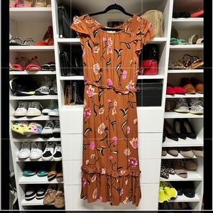 Rust Orange Floral Dress